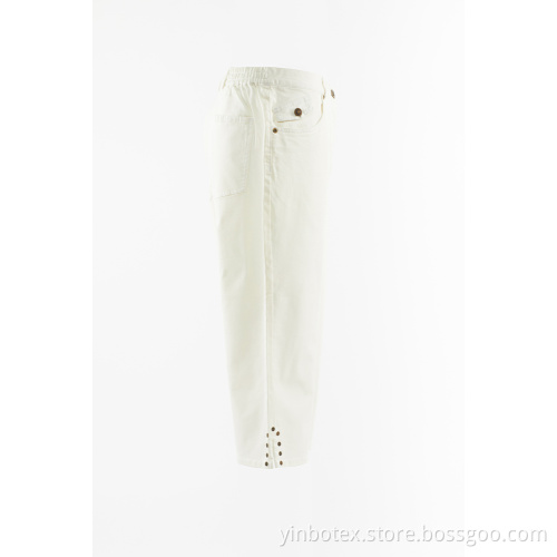 Cotton woven cropped trousers